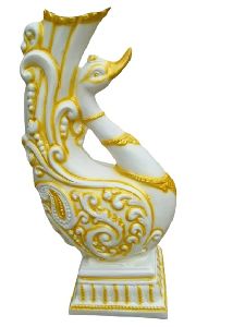 White & Golden Peacock Flower Vase