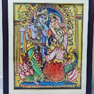 14X6 Inch Radha Krishna Tanjore Paintings