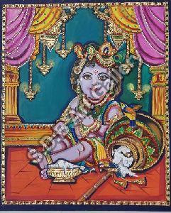 26X23 Inch Krishna Tanjore Paintings