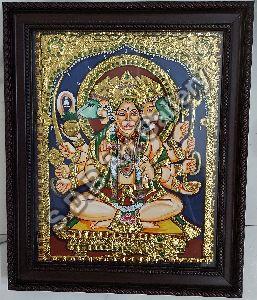Panchamukhi hanumanji tanjore painting 22 carat gold foil 8 x 10 inch