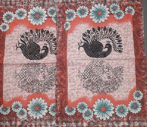 Peacock Print Double Bedsheet