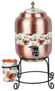 Floral Printed Copper Water Dispenser