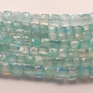 Natural Blue Onyx Faceted 5 To 8mm Square Shape Stone Beads