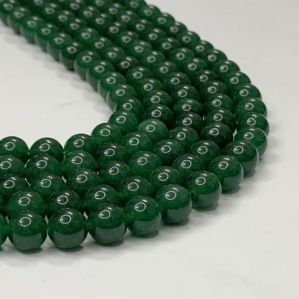 Natural Green Jade Round Shape 16 Inch Strand Smooth Polish Stone Beads