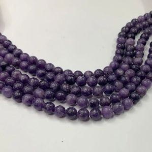 Natural Lepidolite Round Shape 16 Inch Smooth Polish Stone Beads