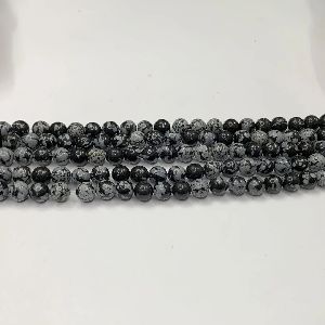 Natural Snow Flack Round Shape 16 Inch Strand Smooth Polish Stone Beads