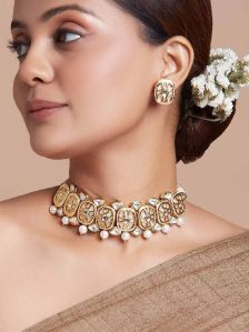 Peach Meenakari Necklace Set