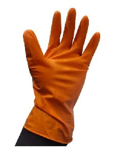 Orange Rubber Household Gloves