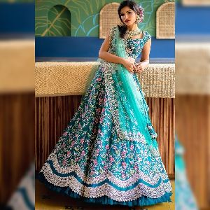 AQUA BLUE LEHENGA CHOLI