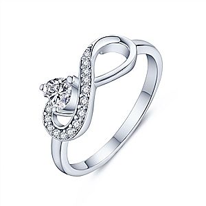 White cz infinity ring in sterling silver 925