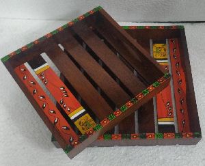 Set of 2 Wooden Tray