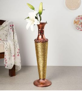 Copper and golden flower metal vase