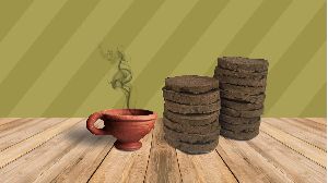 religious purpose dried cow dung cakes
