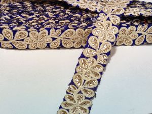Threadwork blue Embroidery cutwork lace