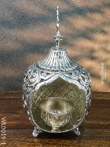 German Silver Peacock Akhand Diya