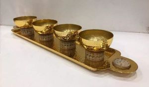 Brass Bowl Set With Tray