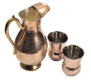 Copper Mughlai Pitcher and Glass set