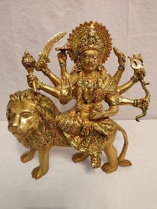 12 Inch Brass Sherawali Mata Statue
