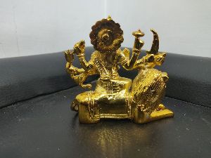 4 Inch Brass Sherawali Mata Statue