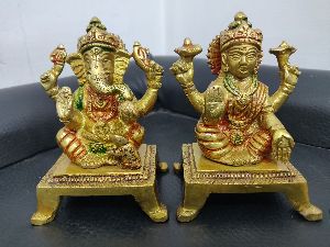 4 Inch Brass Laxmi Ganesh Ji Statue