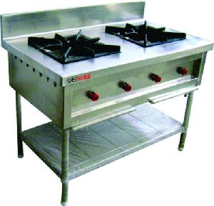 commercial two burner cooking range