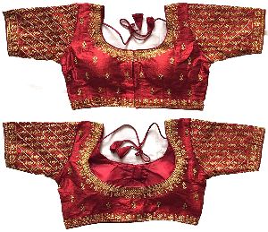 Women\'s MultiColor Gold Embroidery Sequance Zari work Readymade saree blouse