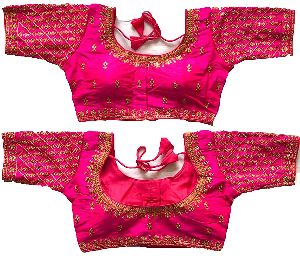 Women\'s MultiColor Gold Embroidery Sequance Zari work Readymade Saree Blouse And Lehenga Choli pink