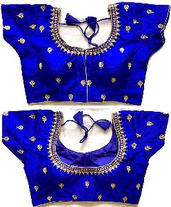 Women\'s Silk Half Sleeve Saree & Lehenga Blouse (MEES1017_Royal Blue_38)