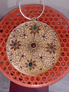 Round Embroidered Clutch Bag