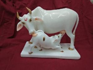 Marble Cow And Calf Statue