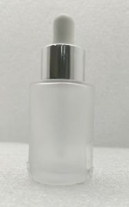 30ml frosted glass bottle with dropper silver