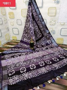 Batik print cotton saree
