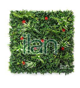 100x100 Cm Evergreen Rush with Flower Artificial Green Wall