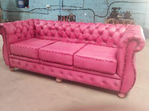 Pink leather sofa