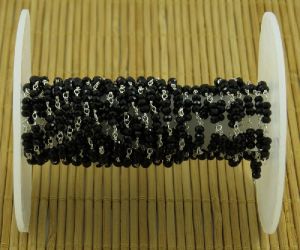 Black Crystal 3 MM Wire Wrapped Rosary Chain
