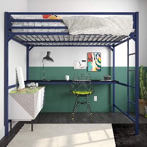Metal Bed with Desk