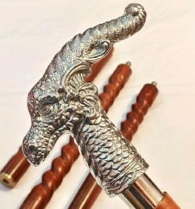 Antique Dragon Walking Stick spiral wooden cane Desig