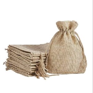 Drawstring Jute Linen Pouch