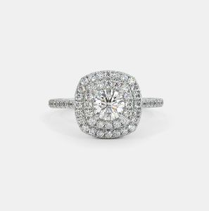 White Gold Real Diamond And Solitaire Engagement Ring