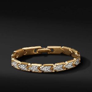Yellow Gold And Natural Diamond Men's Bracelet