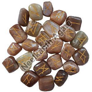 Peach Moon Rune Agate Stone