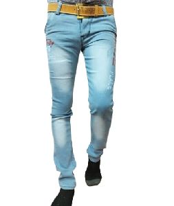 Light Blue Faded Jeans with Side Printed Streatchable for Kids