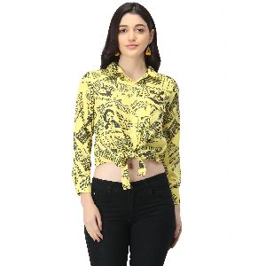 TR100 Yellow Crepe Embroidered Tops