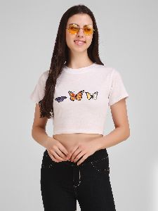 W Buterfly Crop T-Shirts