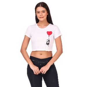 W Heart Panda Crop T-Shirts