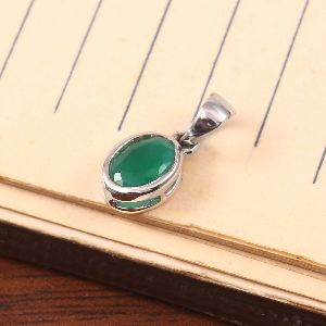 925 silver sterling birthstone necklace green onyx pendant