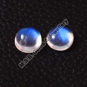 6 CTS Natural Rainbow Moonstone Pair Cabochon Round Shape Gemstone