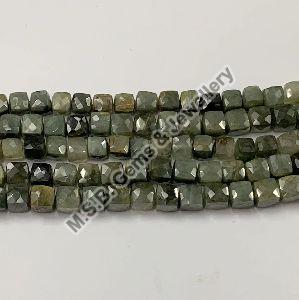 Green Moonstone Faceted 5 To 7 MM Square Shape Stone Beads