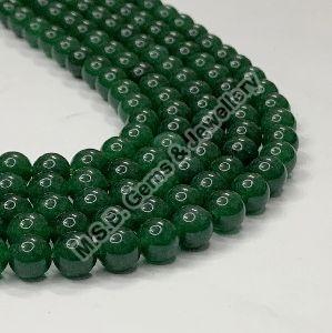 Natural Green Jade Round Shape 16 Inch Strand Smooth Polish Stone Beads