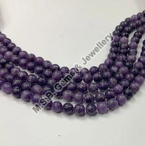 Natural Lepidolite Round Shape 16 Inch Smooth Polish Stone Beads